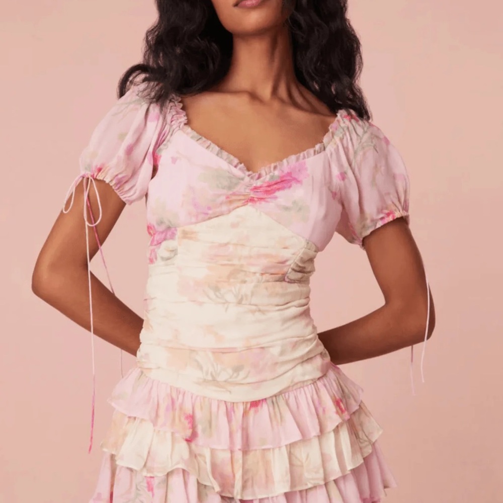 LoveShackFancy jupe floral Pink Ruffle mini Dress